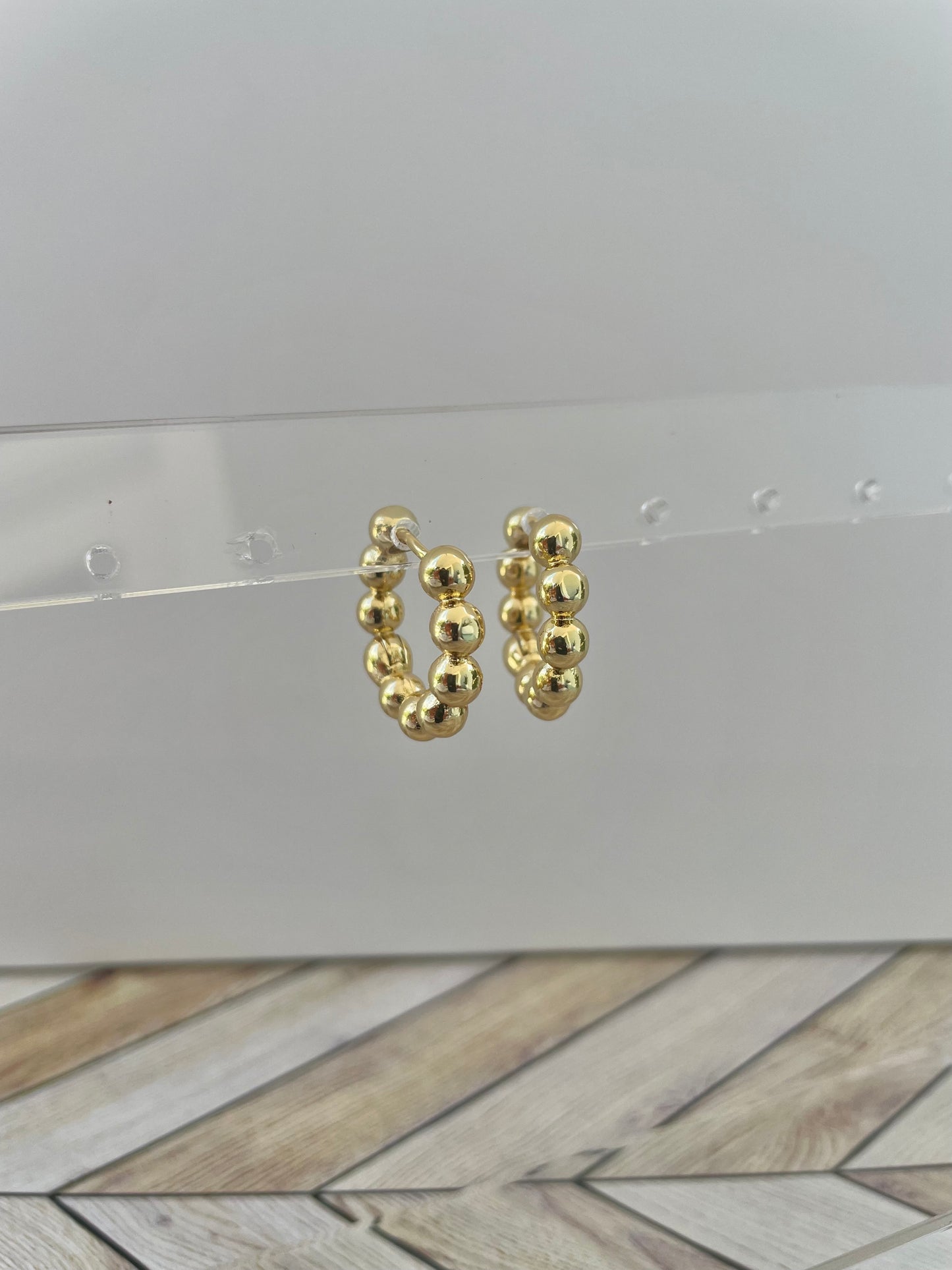 BALL BEADED HOOP EARRING