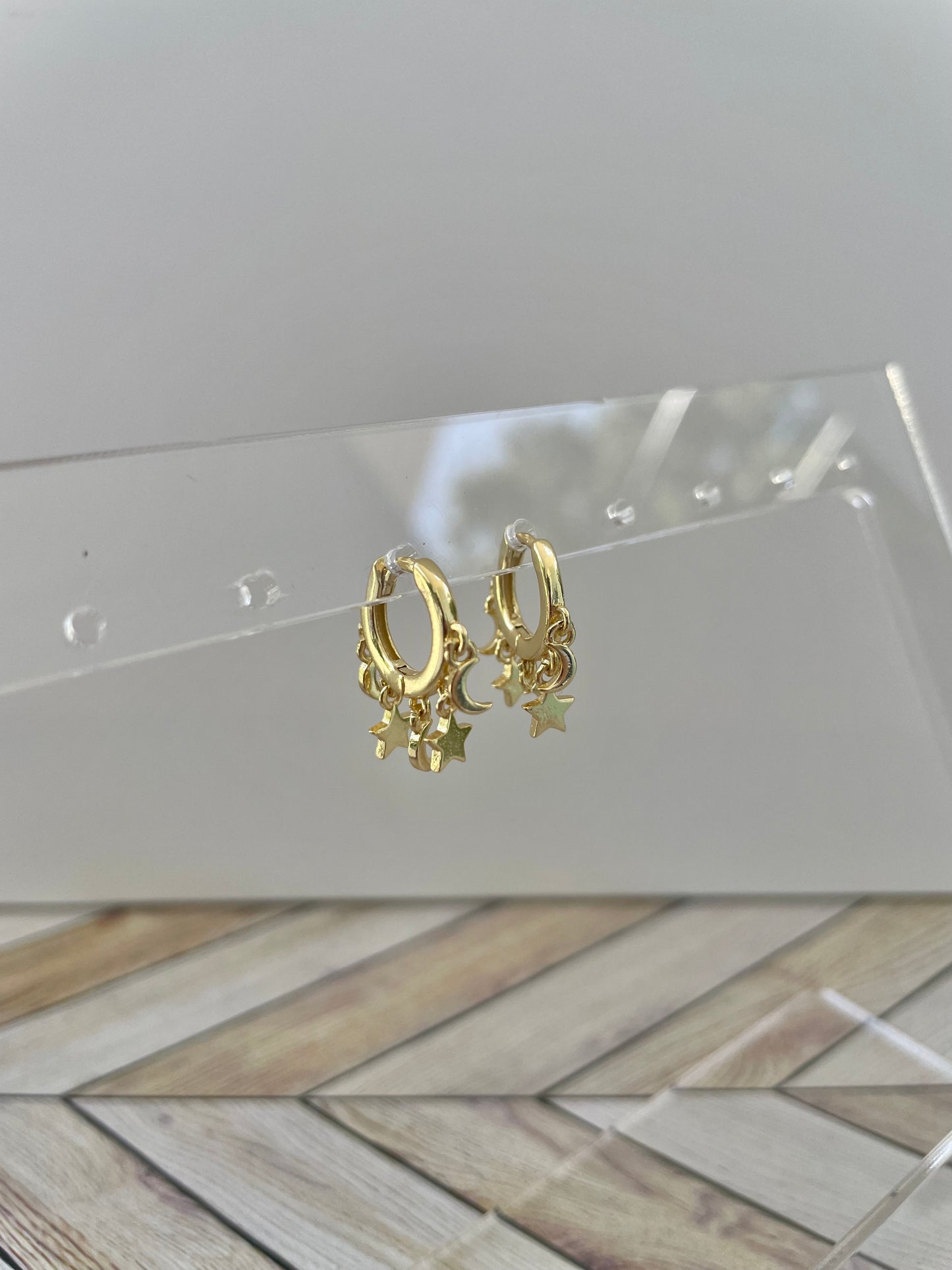 STAR AND MOON HOOP EARRING