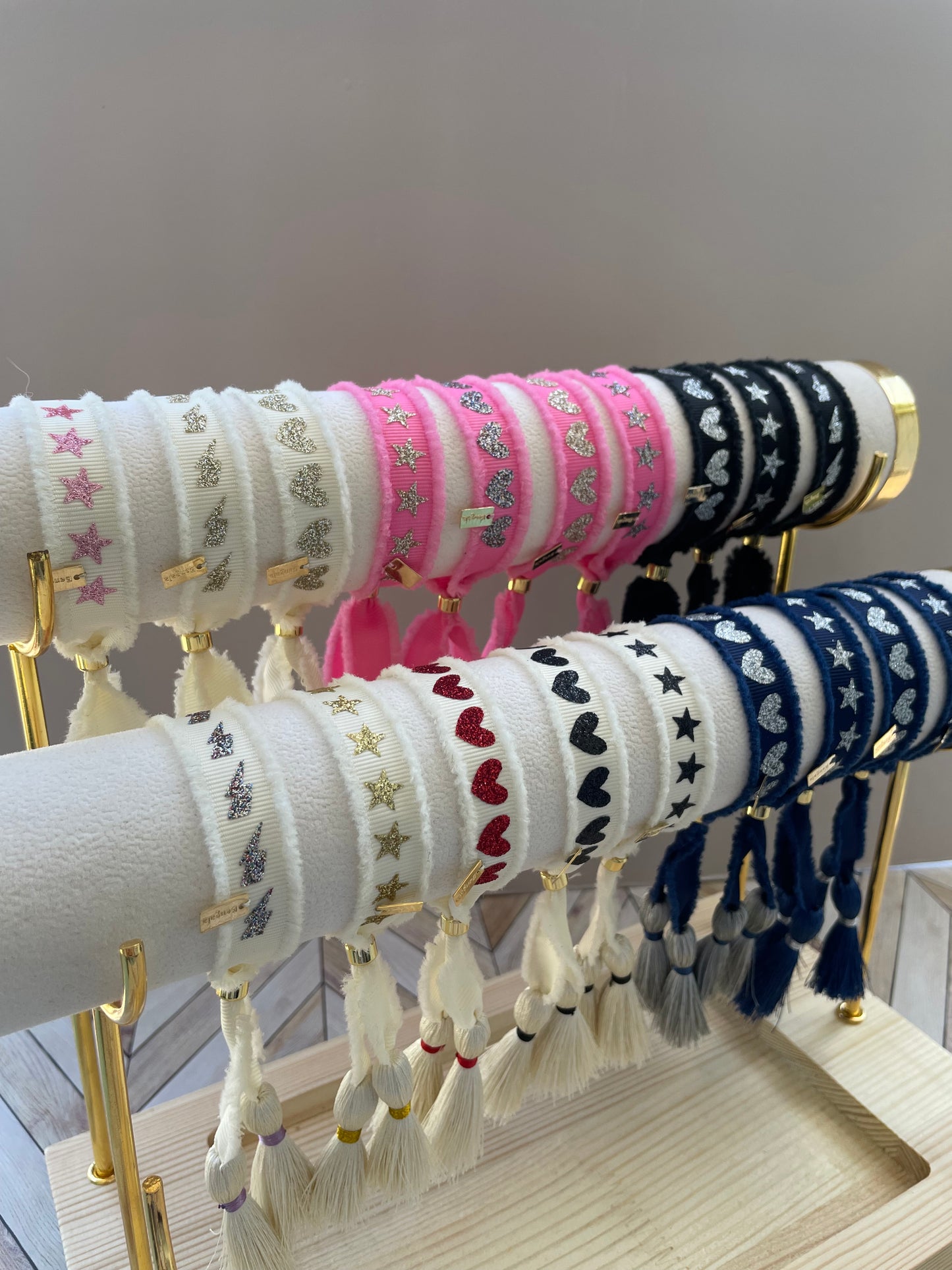 SHINY NAVY BLUE RIBBON BRACELET