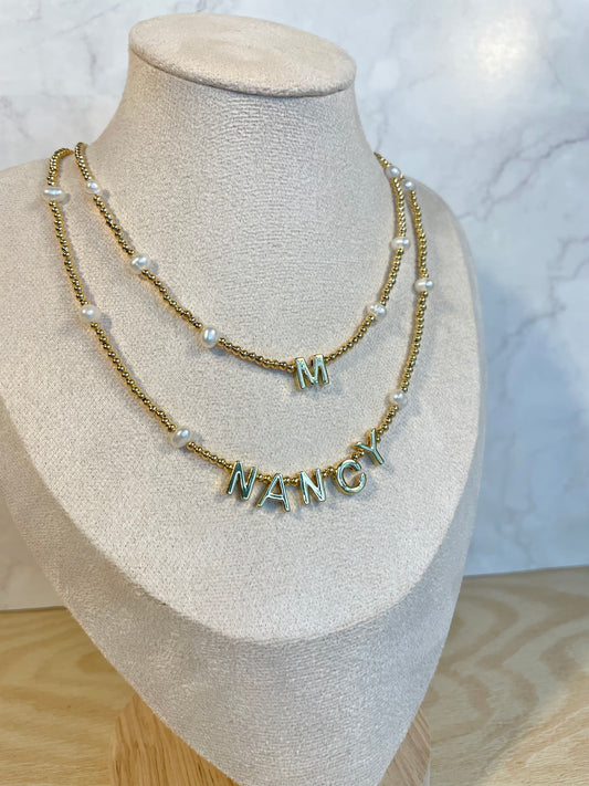 PEARL LETTER CUSTOM NECLACE