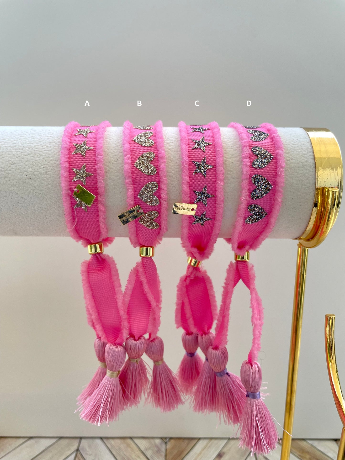 SHINY HOT PINK RIBBON BRACELET