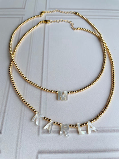NACRE LETTER CUSTOM NECKLACE