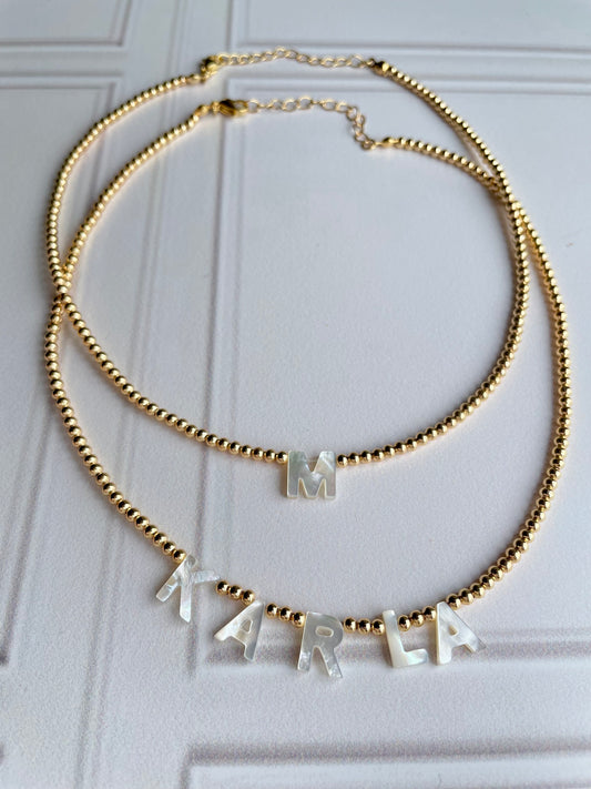 NACRE LETTER CUSTOM NECKLACE