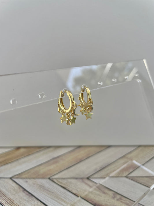 STAR AND MOON HOOP EARRING