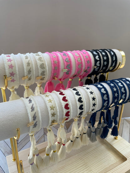 SHINY NAVY BLUE RIBBON BRACELET