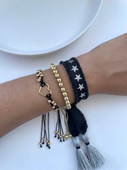 SHINY BLACK RIBBON BRACELET