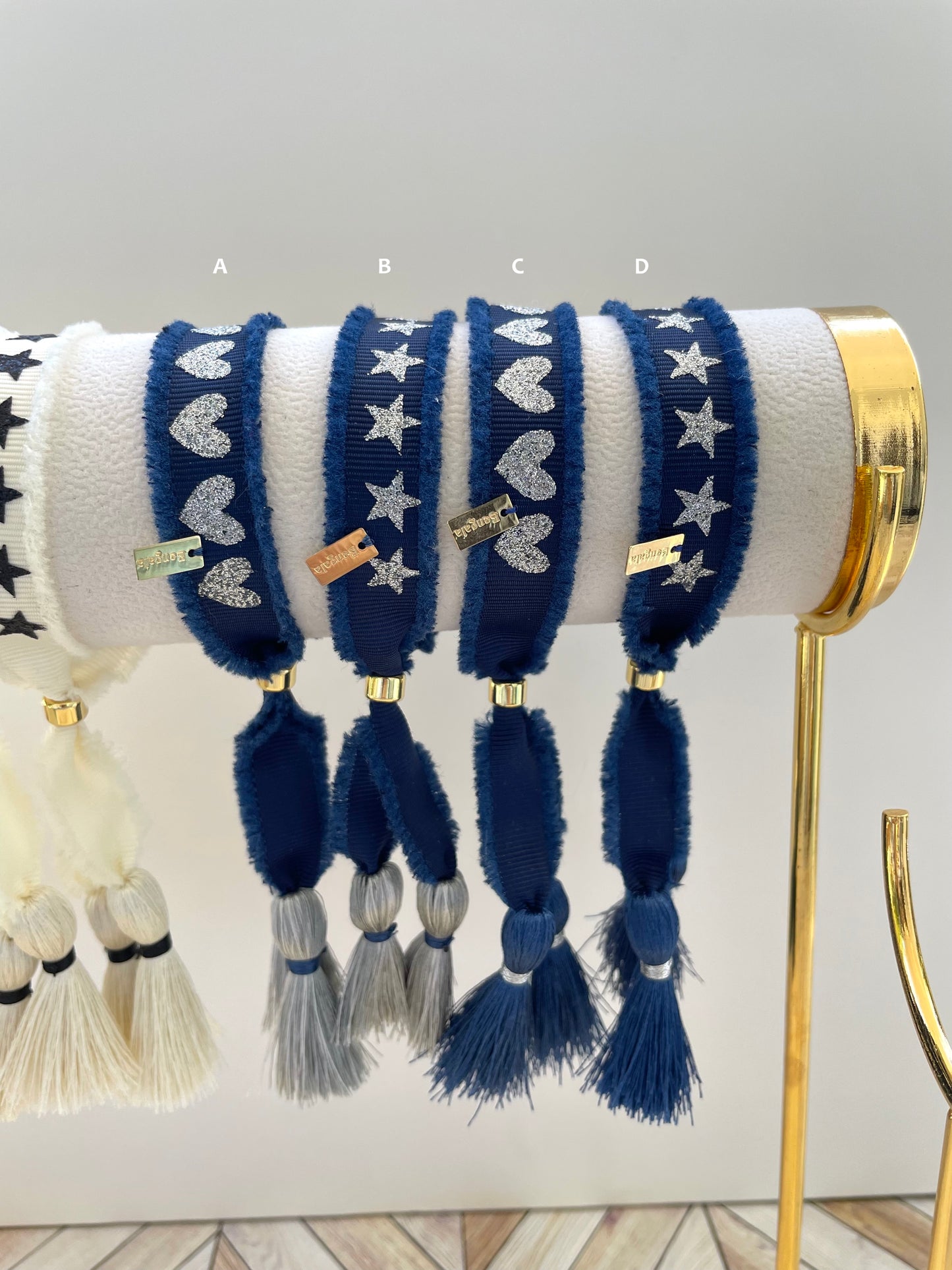 SHINY NAVY BLUE RIBBON BRACELET