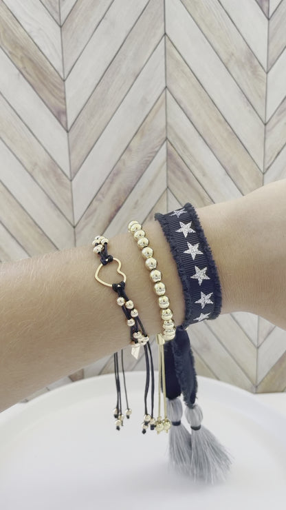 SHINY BLACK RIBBON BRACELET